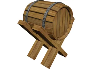 Wine Barrel 3D Model preview