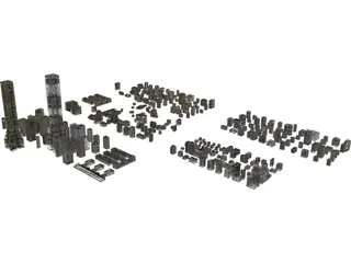 City Buildings Set 3D Model preview