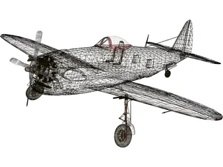 Republic P-47 Thunderbolt Bubble Canopy 3D Model preview