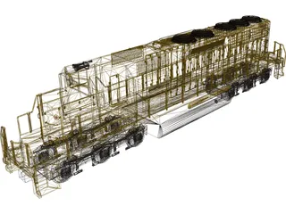 EMD SD40 SantaFe 3D Model preview