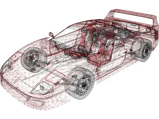 Ferrari F40 (1987) 3D Model preview