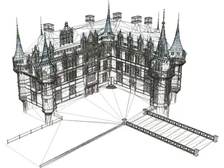 Chateaux Azay Le Rideau 3D Model preview