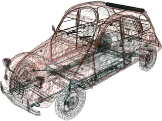 Citroen 2CV (1964) 3D Model preview