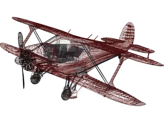 Beechcraft G17S Staggerwing 3D Model preview