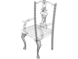 Chair Chippendale Cabriole Leg 3D Model preview