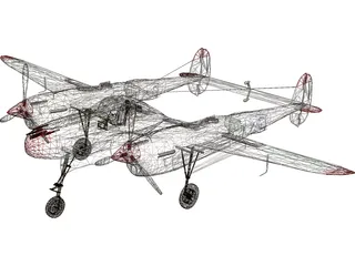 Lockheed P-38 J/L Lightning 3D Model preview