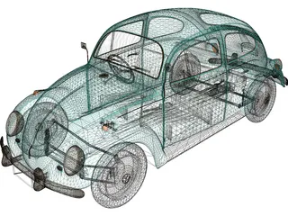 Volkswagen Beetle (1954) 3D Model preview