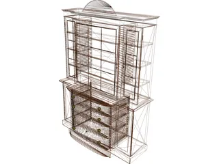 Bookcase Satinwood 3D Model preview