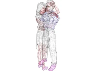 Adults Hugging 3D Model preview
