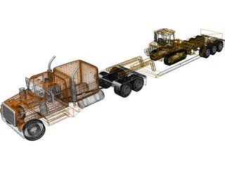 Lowboy Semi Truck 3D Model preview