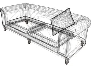 Sofa Round Back 3D Model preview