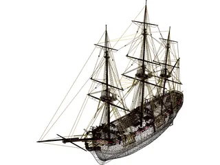 Schooner Frigate Constitution Class 3D Model preview