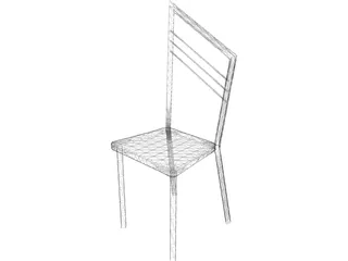 Steel Kitchen Chair with Wooden Seat 3D Model preview