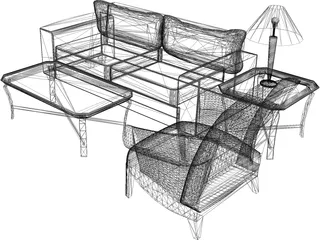 Classic Living Room Set 3D Model preview