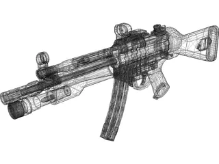 H&K MP5A4 Tactical Submachinegun 3D Model preview