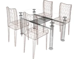 Table with Chairs 3D Model preview