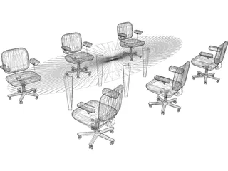 Table with Chairs 3D Model preview