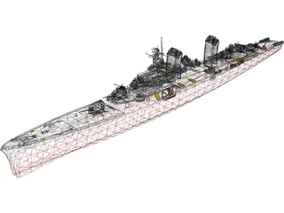 Fletcher Class Destroyer 3D Model preview