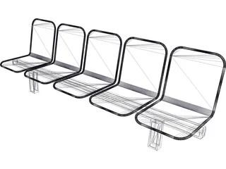 Airport Chairs 3D Model preview