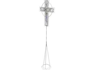 Carved Processional Cross 3D Model preview