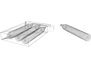Box of Crayons 3D Model preview