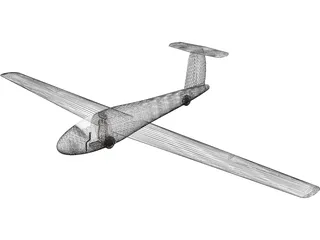 Sailplane Glider 3D Model preview