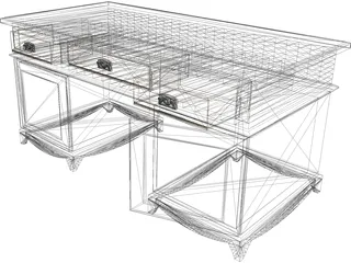 Old Wooden Desk 3D Model preview