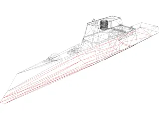 DDX Multi-Mission Stealth Destroyer 3D Model preview