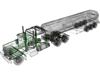Ford Semi Truck with Tanker Trailer 3D Model preview