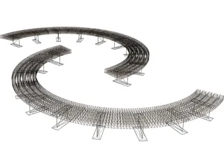 Curved Bench 3D Model preview