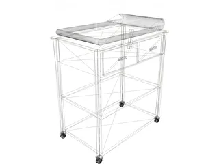 Hospital Cart Bassinet 3D Model preview