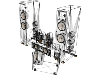 Home Theater Speaker System 3D Model preview