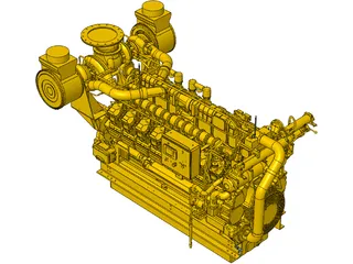 Caterpillar C35 Engine 3D Model preview