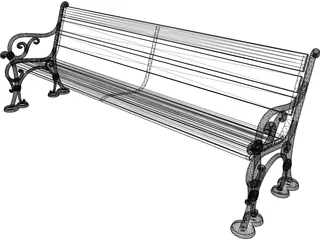 Wood and Metal Park Bench 3D Model preview