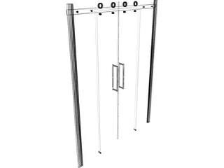 Glass Door 3D Model preview