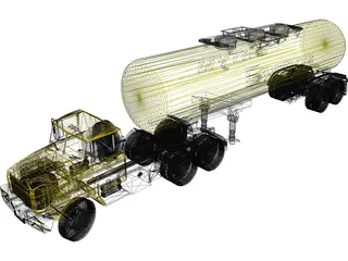 KrAZ 63221 with AB-22 Tanker Trailer 3D Model preview