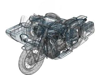 Moto Guzz with Sidecar 3D Model preview