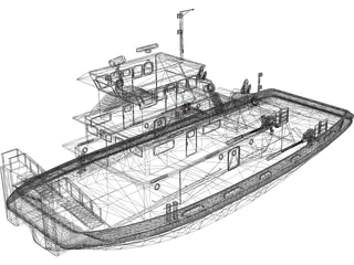 Tug-Push Boat 3D Model preview