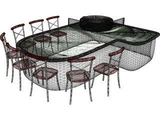 Roulette Table 3D Model preview