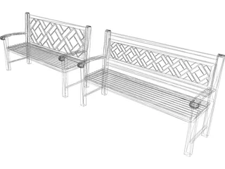 Wood Benches 3D Model preview