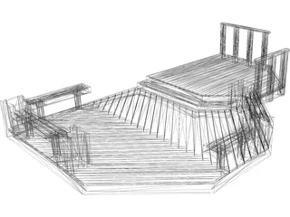 Custom Wood Deck 3D Model preview