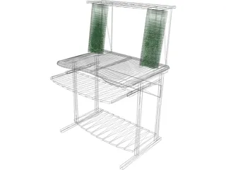 Desk with CD Rack 3D Model preview