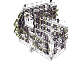 Apartment Building 3D Model preview