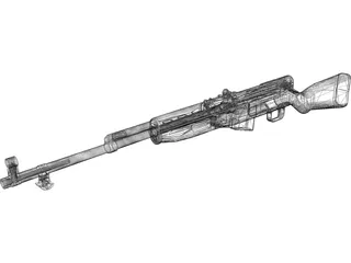 SKS Rifle 3D Model preview