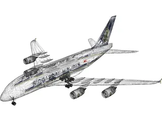 Airbus A380-800 3D Model preview