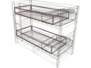 Wooden Bunk Beds 3D Model preview