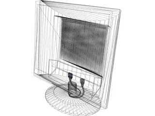 Flat Screen Monitor 17 inch 3D Model preview
