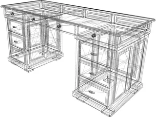 Wood Desk 3D Model preview