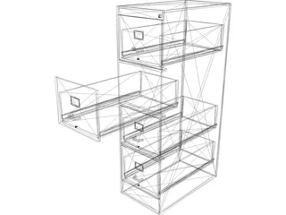 Metal File Cabinet 3D Model preview