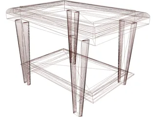 Wooden End Table 3D Model preview